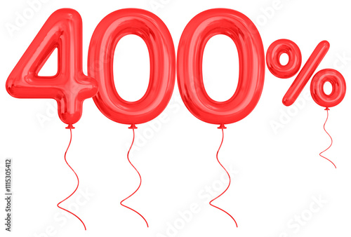 400 Percent Red Balloon Discount 3D photo