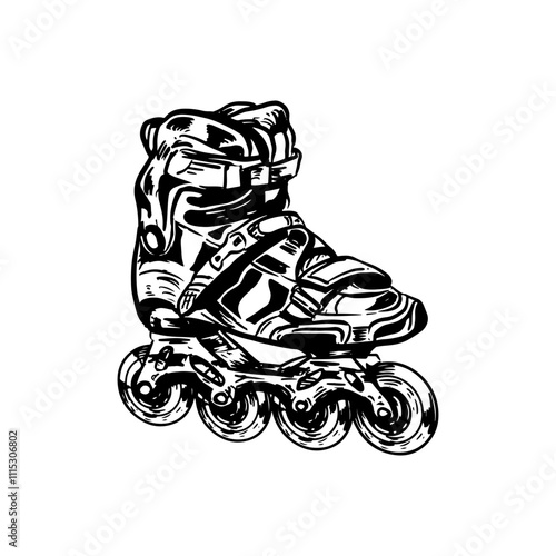 Illustration of an incline roller saktes hand drawn