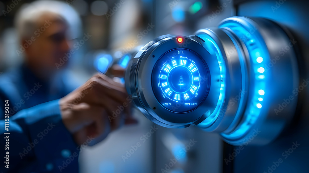 Fototapeta premium Futuristic Energy Efficient Lighting System Adjustment 3D Macro Teen Parent Interaction