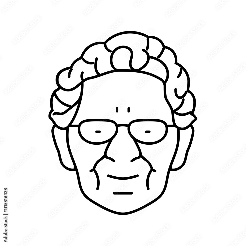 senior old woman avatar line icon vector. senior old woman avatar sign. isolated contour symbol black illustration senior old woman avatar line icon vector. senior old woman avatar sign. isolated contour symbol black illustration