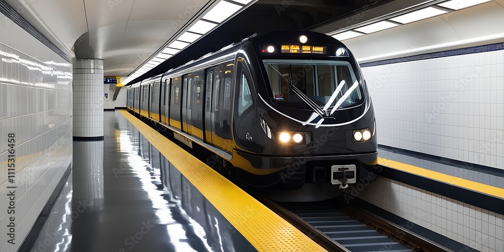 Obraz premium Underground train or subway, city railway