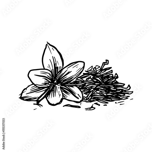 Illustration of an saffron spice hand drawn