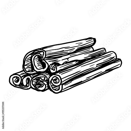 Illustration of an cinnamon spice hand drawn