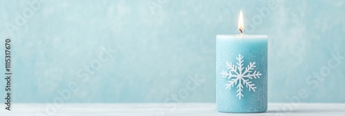 Blue Snowflake Candle on Vibrant Background Candle Day, Christmas, and Hanukkah Decor Inspiration photo