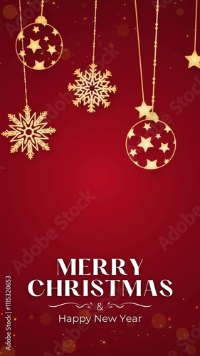christmas card with christmas ball, christmas and hapy new years greeting card video
