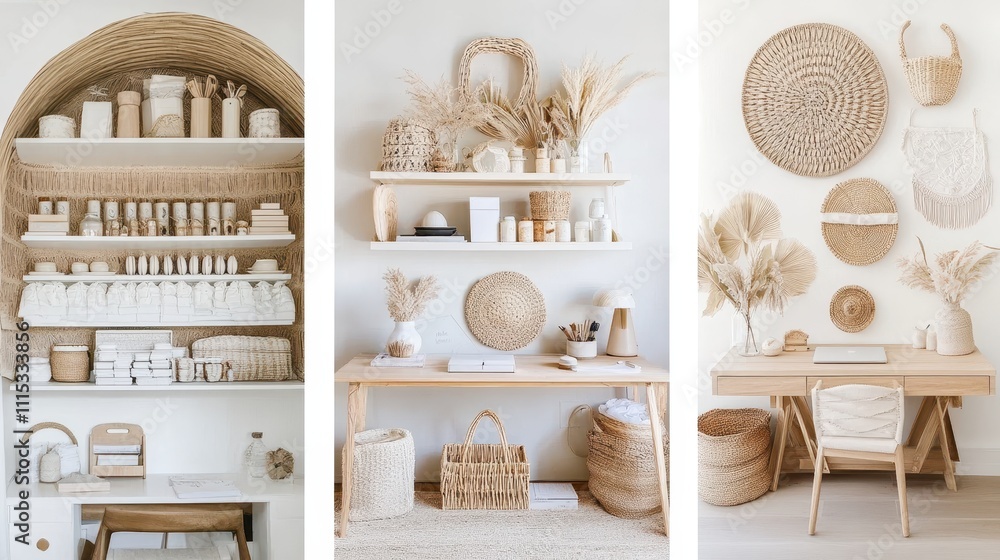 Obraz premium Cozy Neutral-Toned Boho-Inspired Home Decor