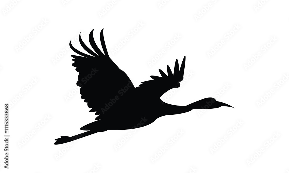 Fototapeta premium Flying Crane Bird Silhouette Design And Vector Illustration. 
