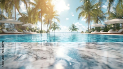 Wallpaper Mural Tropical poolside with palm trees Torontodigital.ca