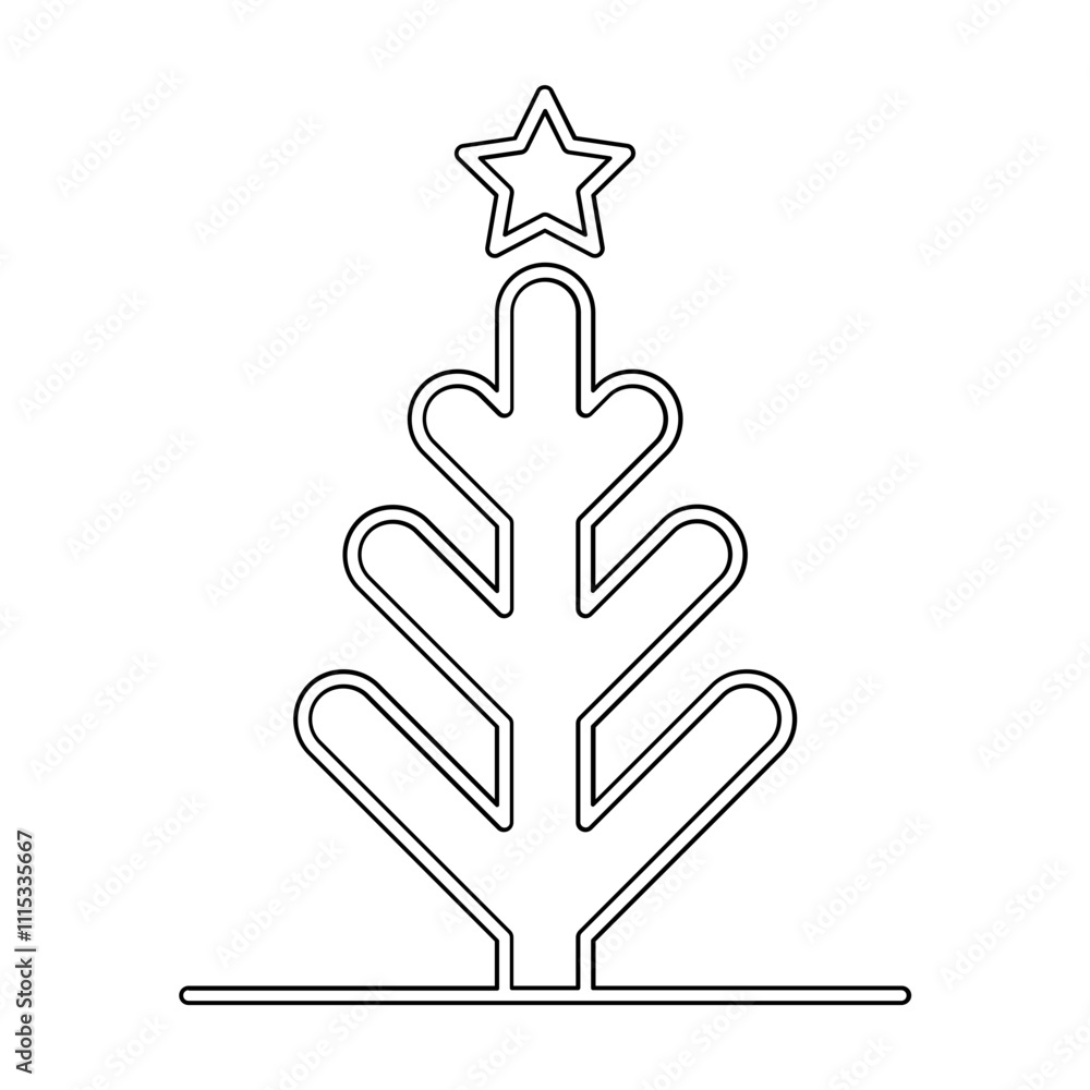 Obraz premium Christmas cactus icon in line style