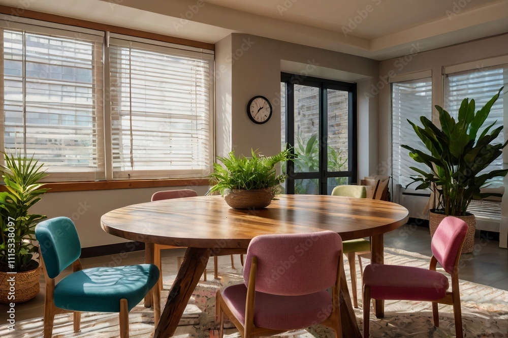 Fototapeta premium a_cozy_smallteam_meeting_room_featuring_a_rou