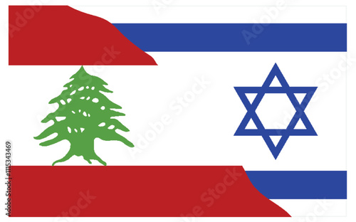 Flags of Lebanon and Israel Combined