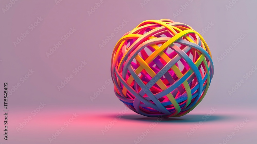 Fototapeta premium Colorful Abstract Sphere with Twisted Strands
