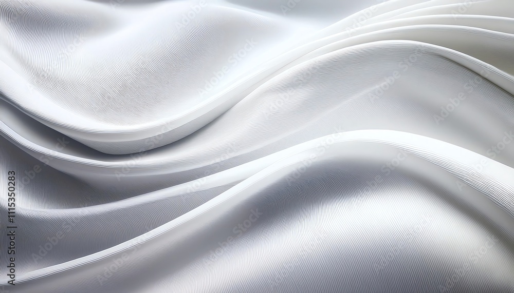 Obraz premium A close-up view of elegant white silk fabric, showcasing soft folds and a subtle texture, exuding luxury and sophistication.
