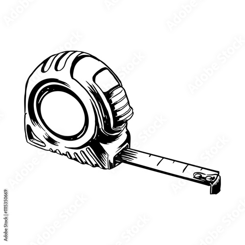 Illustration of an measure tape hand drawn