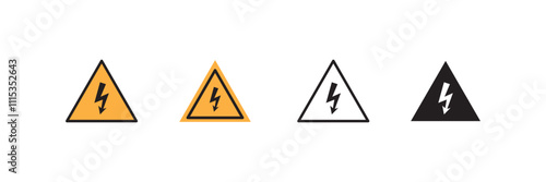 High voltage icon logo set vector