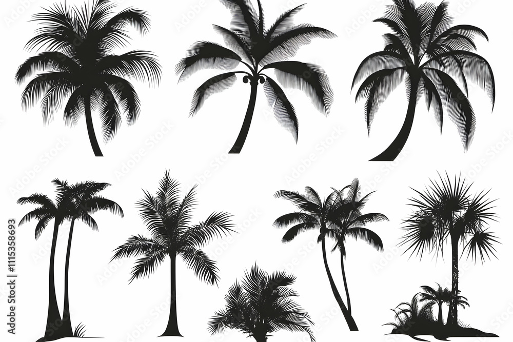 Tropical Palm Tree Silhouettes Illustration Tropical Palm Tree Silhouettes Illustration