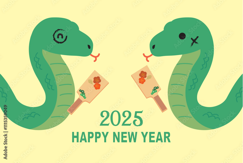 Fototapeta premium 年賀状 2025年 巳年