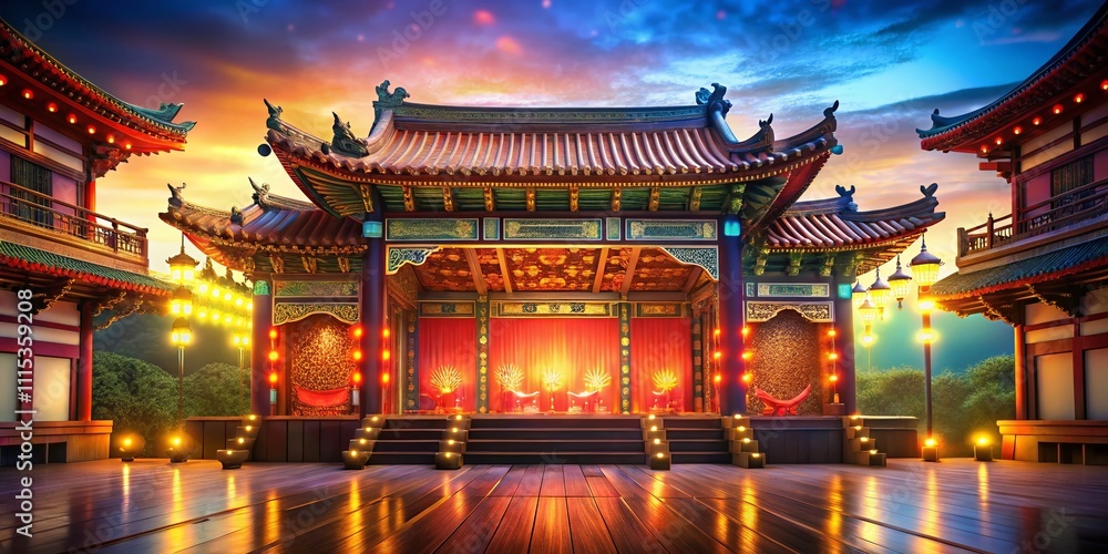 Fototapeta premium 3D Chinese Style Stand Stage High Depth of Field