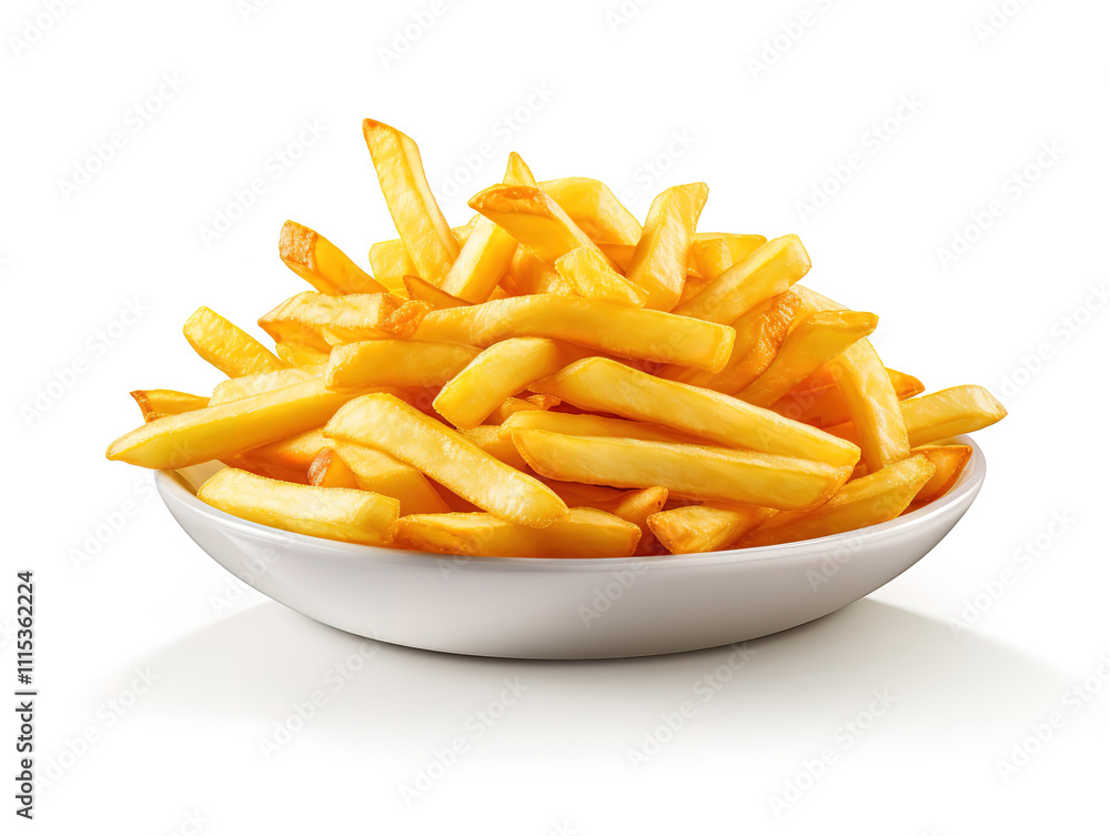 Amazing French fries plate on white Background in 8K Realism High Resolution Amazing French fries plate on white Background in 8K Realism High Resolution