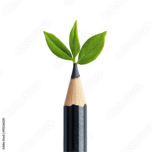 Wallpaper Mural Pencil with green leaves symbolizing creativity. transparent background Torontodigital.ca