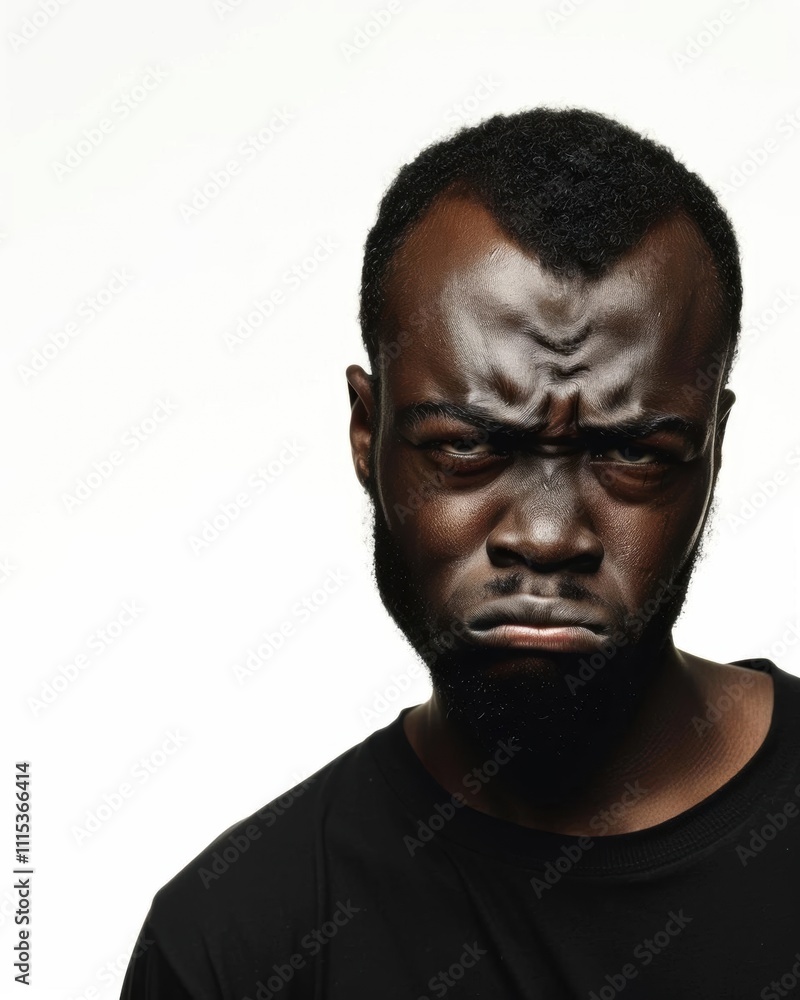 Obraz premium A man with a serious expression against a plain background.