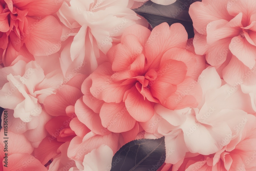Obraz premium Soft and Elegant Seamless Pattern of Camellias in Gentle Pinks and Reds