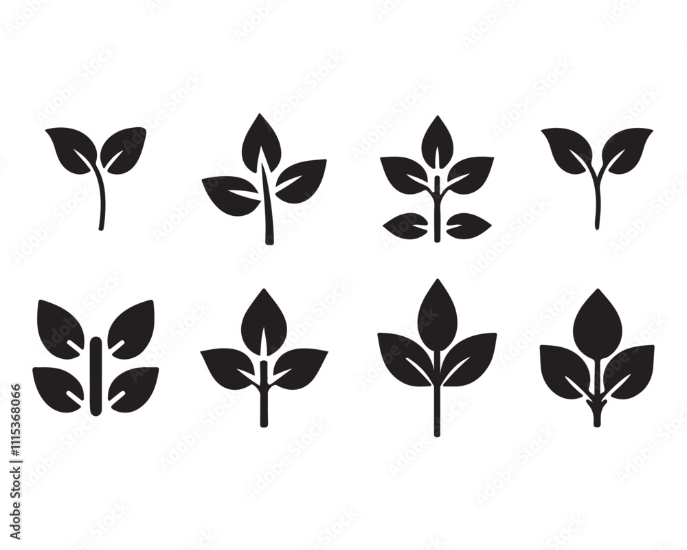 Fototapeta premium Green leaf icon set vector on white background