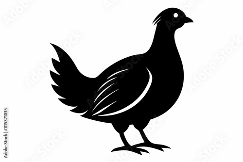 Black Grouse Vector Silhouette Line Art Illustration ,grouse silhouette vector illustration white background.