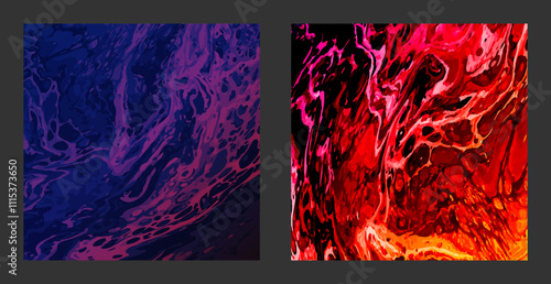 Liquid art. Modern colorful background. The illusion of a spilled colored liquid.Interior design, paintings, covers, posters and creative ideas