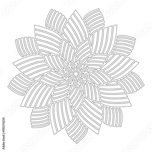Symmetrical pattern in Tantric yoga of Buddhism and Hinduism. Contour mandala ornament for coloring and scrapbooking. A design element for the development of a color composition