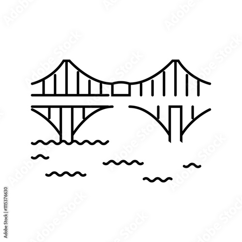 cantilever bridge line icon vector. cantilever bridge sign. isolated contour symbol black illustration