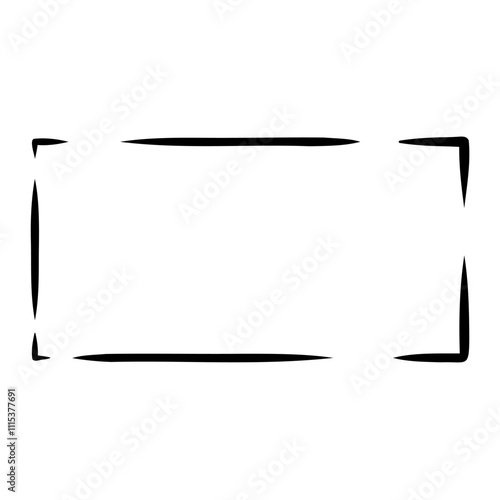 simple irregular black frame on a white background vector illustration. Slightly curved and uneven lines.