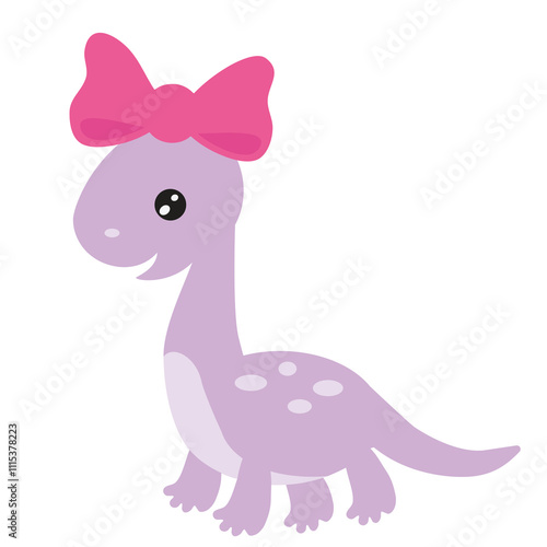 Cute  baby girl dinosaur vector cartoon illustration