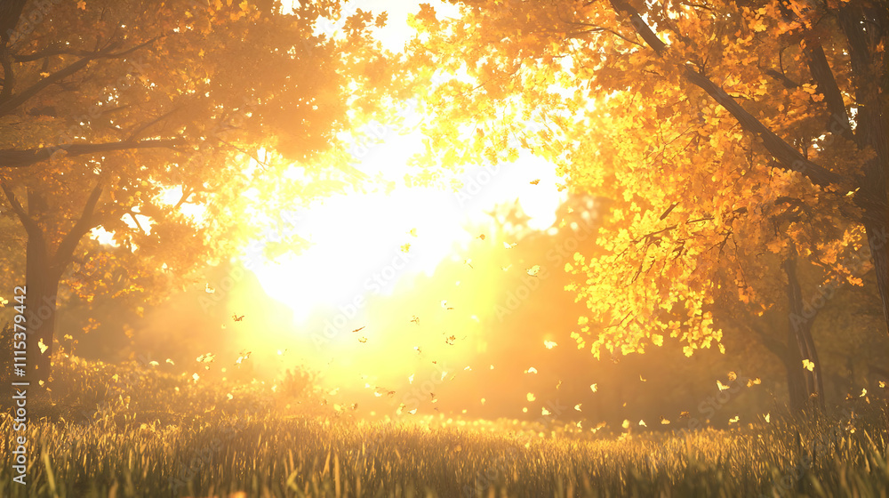 Golden Autumn Sunset Illustration Golden Autumn Sunset Illustration
