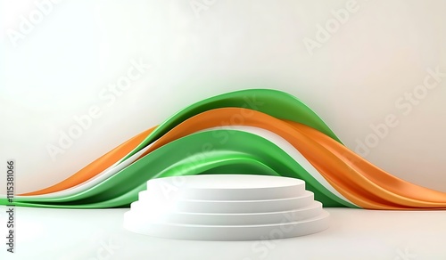 3D illustration of an empty podium with a flag, an Indian Republic Day theme photo