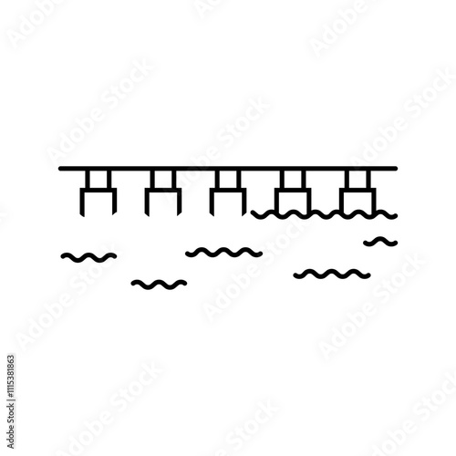 floating bridge line icon vector. floating bridge sign. isolated contour symbol black illustration