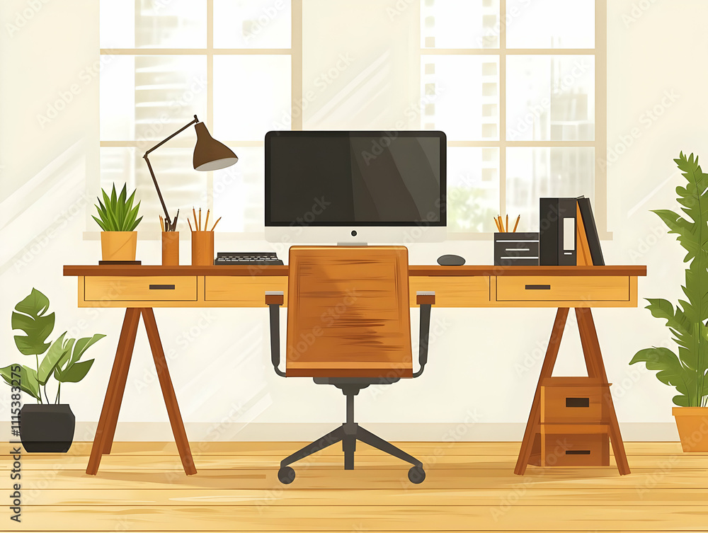Flat Innovative Technology Workspace with Abstract Bokeh Background for Modern Gadgets Flat Innovative Technology Workspace with Abstract Bokeh Background for Modern Gadgets