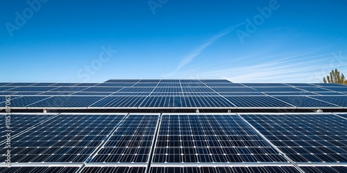 Solar photovoltaic panels installed on a residential roof, showcasing a modern house equipped with a self sustaining energy system powered by solar photovoltaic panels for sustainable living. photo