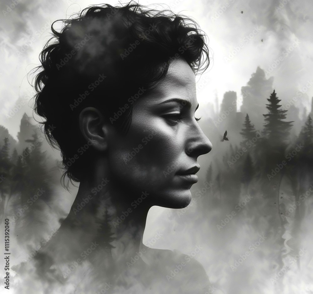 Illustration of human face in dramatic smoke. Illustration of human face in dramatic smoke.