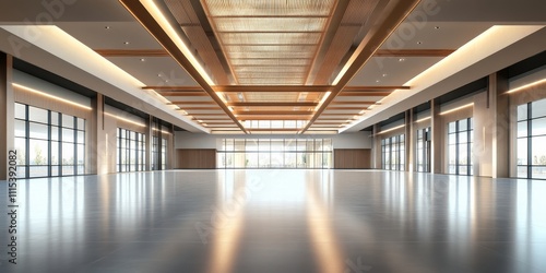 Image capturing a spacious modern assembly hall, showcasing the design and layout of a contemporary gathering space. This spacious assembly hall emphasizes its modern features and functionality.