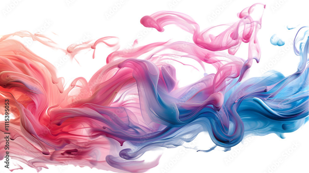 Obraz premium Pink, Brown, Blue liquid colour mixed isolated on a transparent background