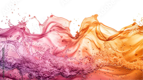 Pink, Brown, Orange liquid colour mixed isolated on a transparent background
