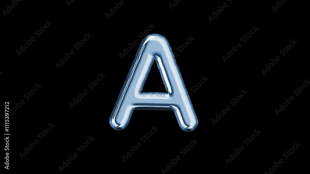 Alphabet A balloon isolated letter floating motion graphic with alpha channel. Light blue grey balloon in character shape animated on transparent background. Party, celebration. Alphabet A balloon isolated letter floating motion graphic with alpha channel. Light blue grey balloon in character shape animated on transparent background. Party, celebration.