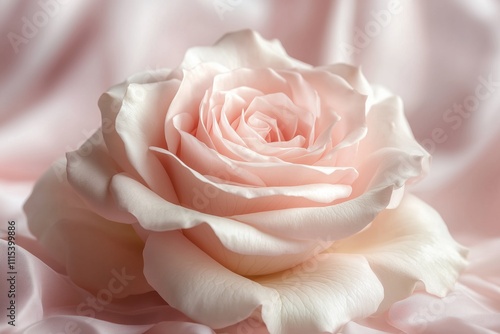 Beautiful pastel pink roses on a soft, blurred background, with copy space for valentines.