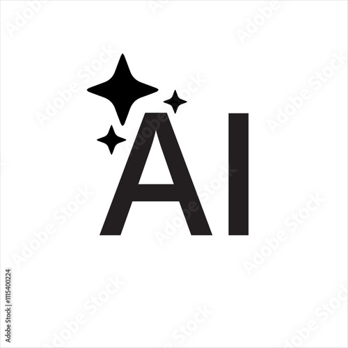 Artificial intelligence stars logo generation, generate AI button, generated sign, chat with AI, artificial intelligence online tool concept vector icon