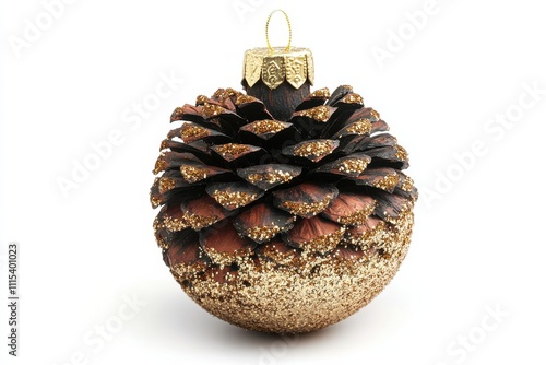 Decorative pine cone ornament with golden glitter for holiday celebrations