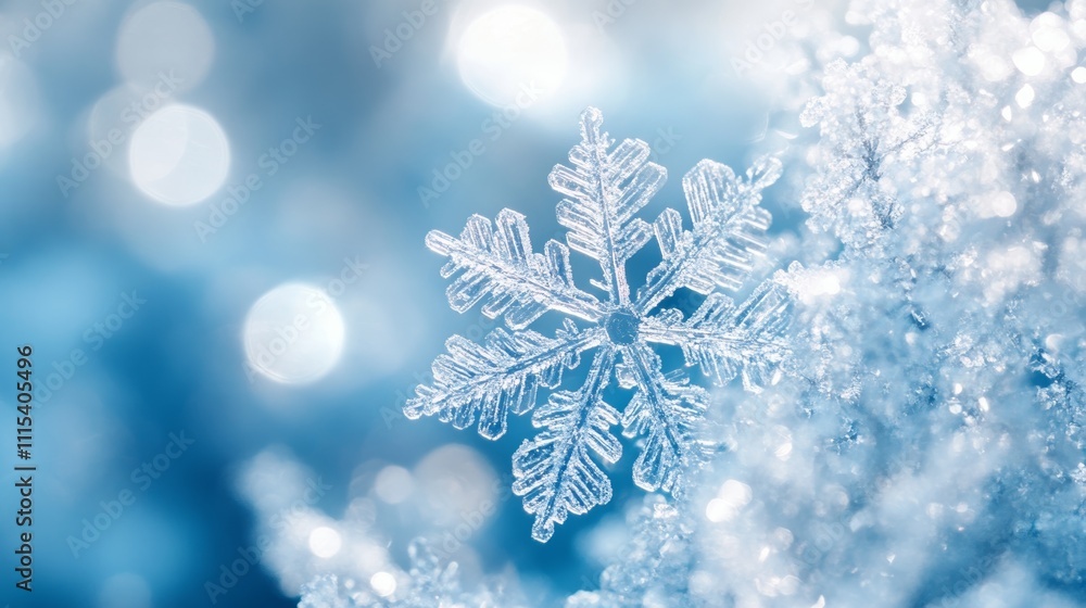 Snowflake Macro Shot With Intricate Crystal Details Resting on a Soft Blue Winter Background Capturing the Beauty of Nature's Precision Snowflake Macro Shot With Intricate Crystal Details Resting on a Soft Blue Winter Background Capturing the Beauty of Nature's Precision