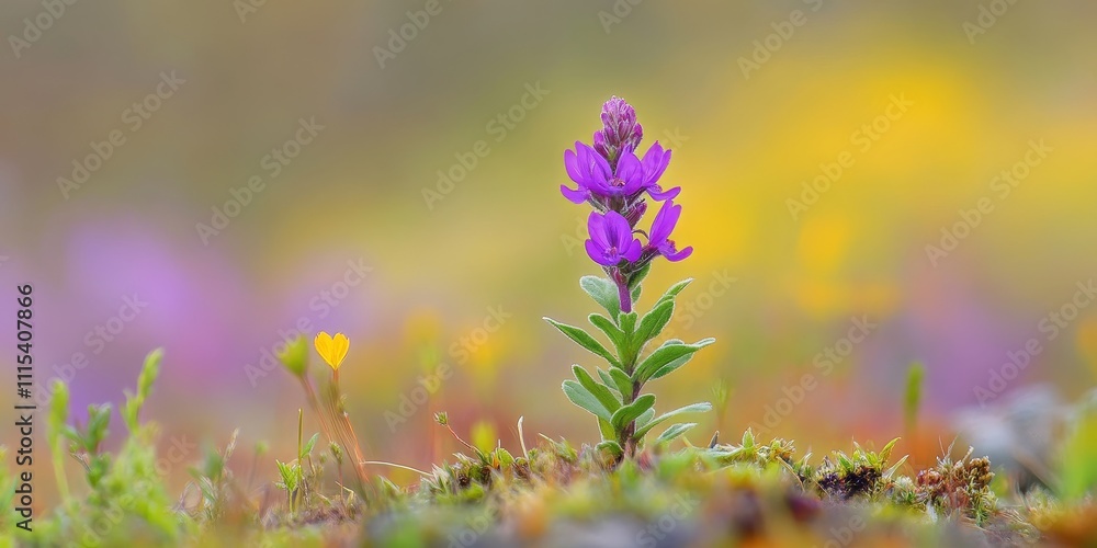 Obraz premium Polygala vulgaris, commonly referred to as common milkwort, is a herbaceous perennial from the Polygalaceae family. This Polygala vulgaris subsp. oxyptera was captured in a wild summer setting.