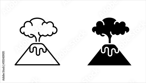 Volcanic eruption icons set. Active volcano. vector illustration on white background