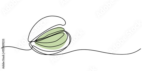 Tasty Pistachio Drawing, Organic pistachios in the sun,Healthy food and snack background, pistachio continuous one line drawing, Bowl of pistachio nuts, Nuts Line Icon, Outline pro Vector Symbol.